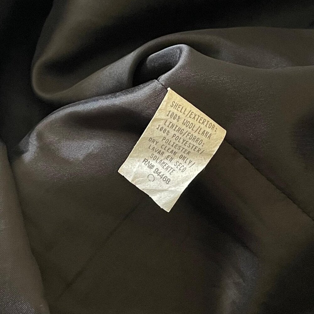 DONNYBROOK Black Vintage 100% Wool Coat Double Breasted full Length S 2P - Picture 12 of 14